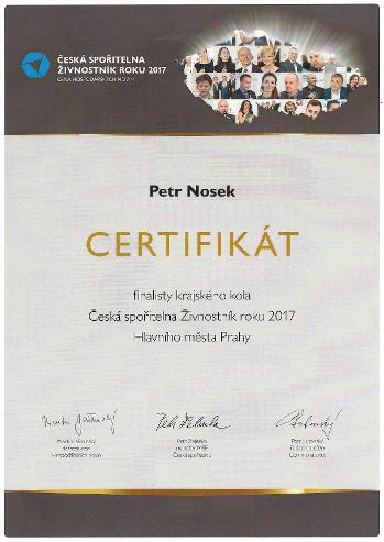 Certifikát Živnostník roku