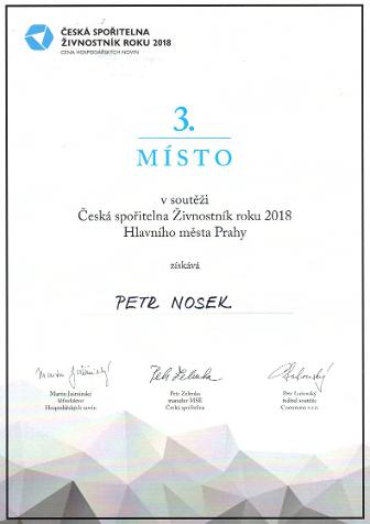Certifikát Živnostník roku